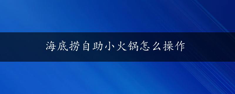 海底捞自助小火锅怎么操作