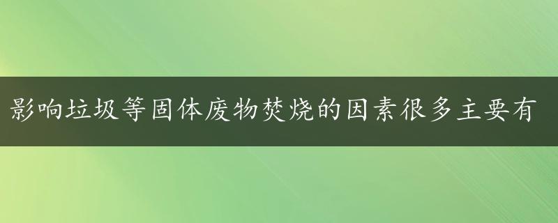 影响垃圾等固体废物焚烧的因素很多主要有