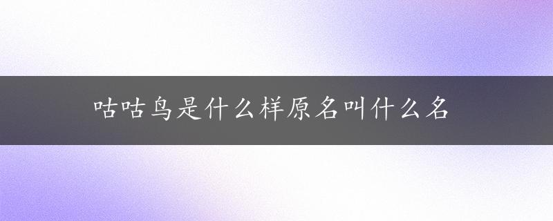 咕咕鸟是什么样原名叫什么名