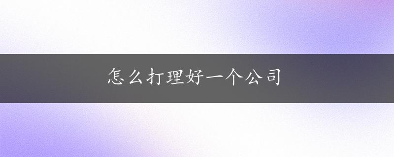 怎么打理好一个公司