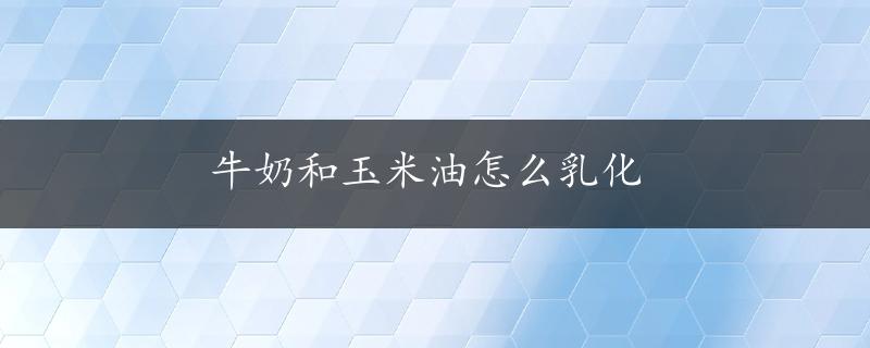 牛奶和玉米油怎么乳化