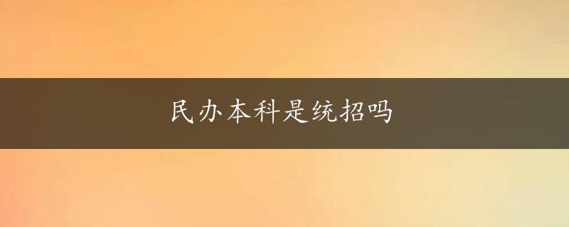 民办本科是统招吗