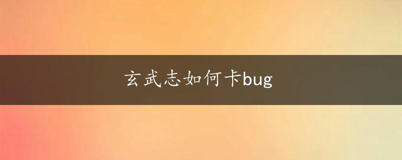 玄武志如何卡bug