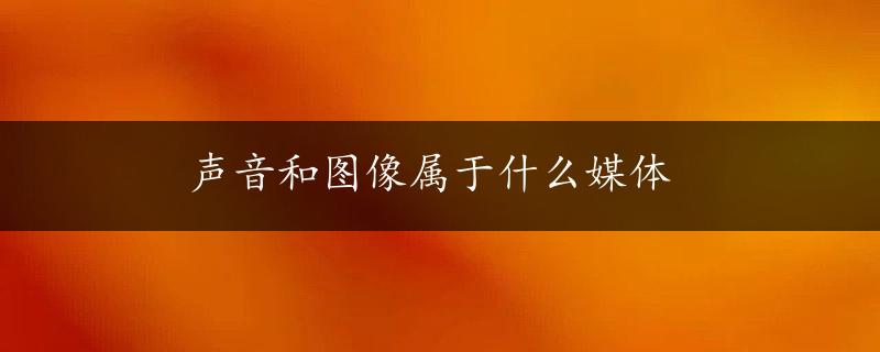 声音和图像属于什么媒体