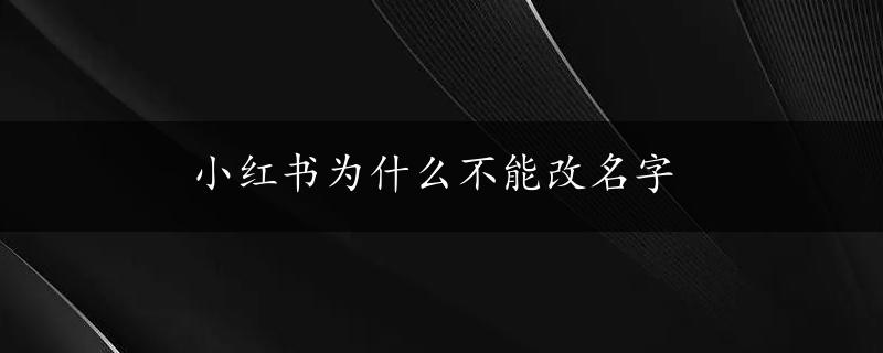 小红书为什么不能改名字