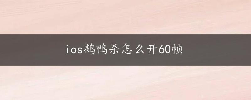 ios鹅鸭杀怎么开60帧