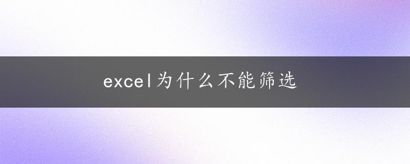 excel为什么不能筛选