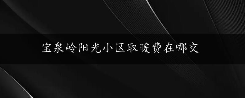 宝泉岭阳光小区取暖费在哪交