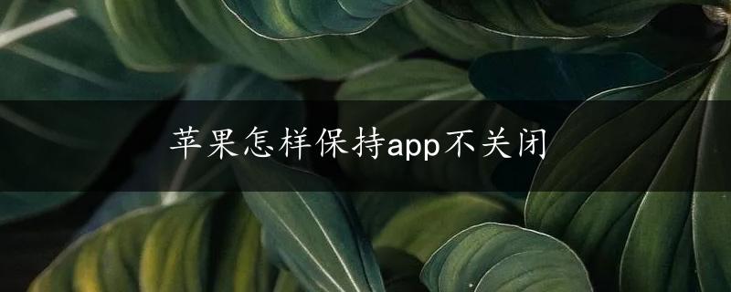 苹果怎样保持app不关闭