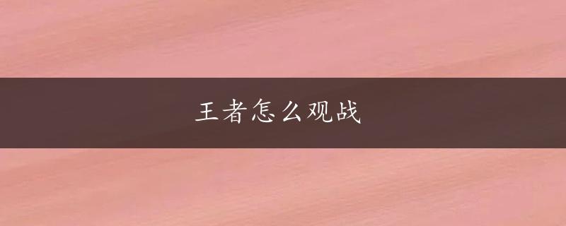 王者怎么观战