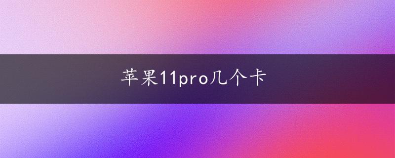 苹果11pro几个卡