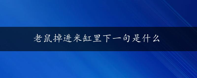 老鼠掉进米缸里下一句是什么