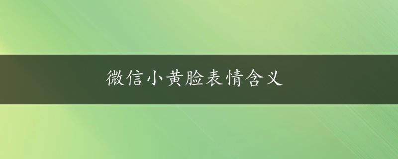 微信小黄脸表情含义