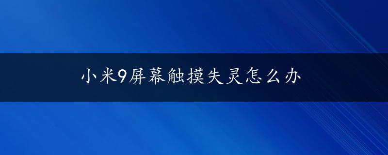 小米9屏幕触摸失灵怎么办