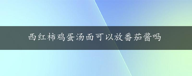 西红柿鸡蛋汤面可以放番茄酱吗