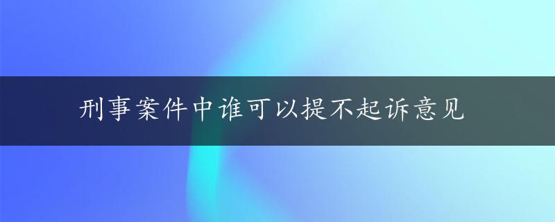 刑事案件中谁可以提不起诉意见