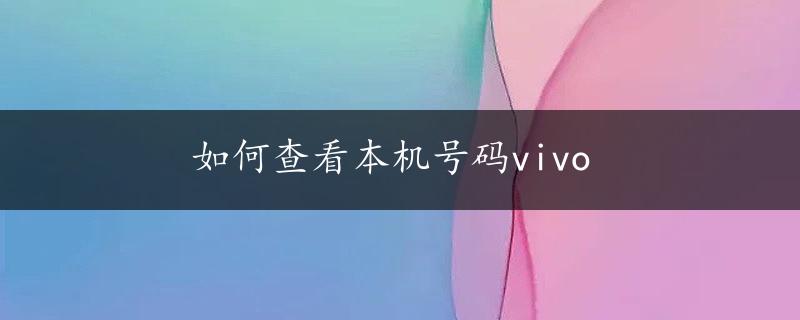 如何查看本机号码vivo