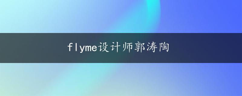 flyme设计师郭涛陶