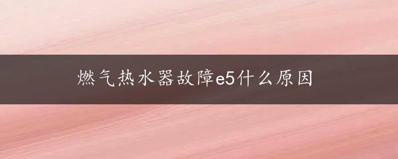 燃气热水器故障e5什么原因