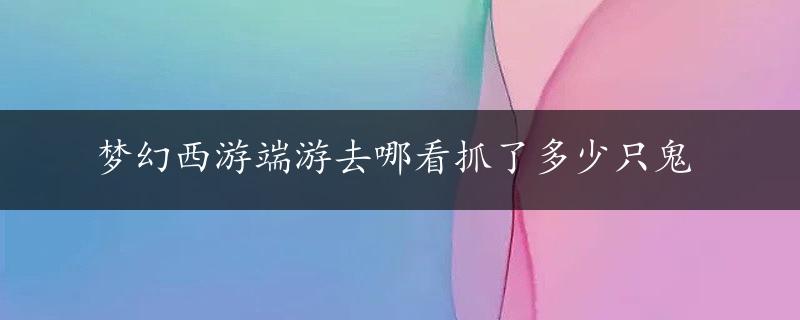 梦幻西游端游去哪看抓了多少只鬼