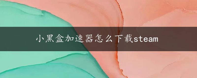 小黑盒加速器怎么下载steam