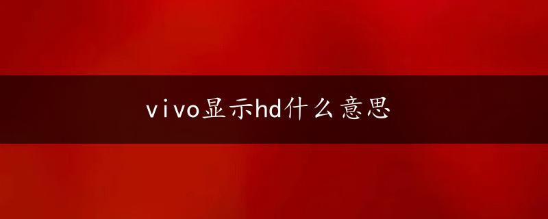 vivo显示hd什么意思