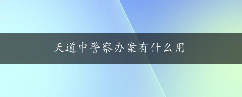 天道中警察办案有什么用