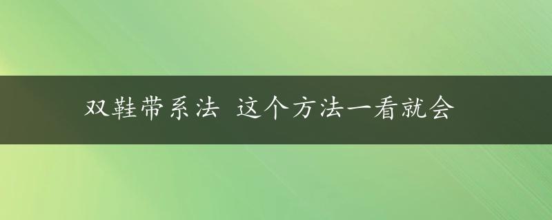 双鞋带系法 这个方法一看就会