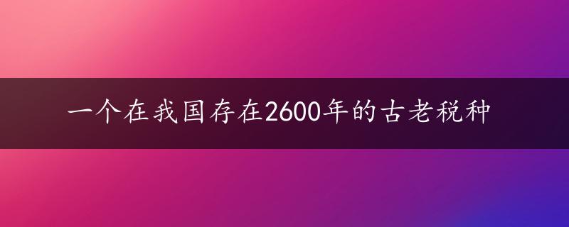 一个在我国存在2600年的古老税种