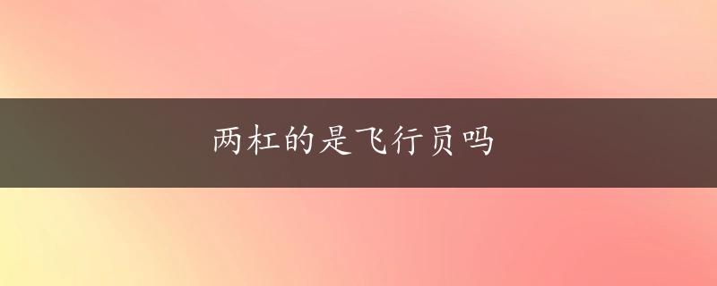 两杠的是飞行员吗