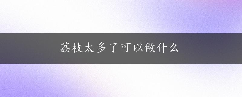 荔枝太多了可以做什么