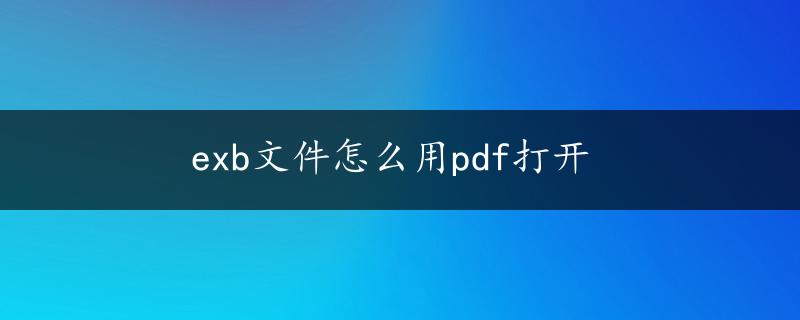 exb文件怎么用pdf打开