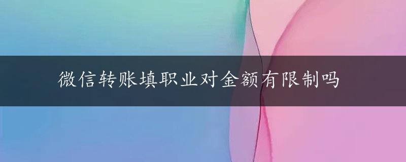 微信转账填职业对金额有限制吗