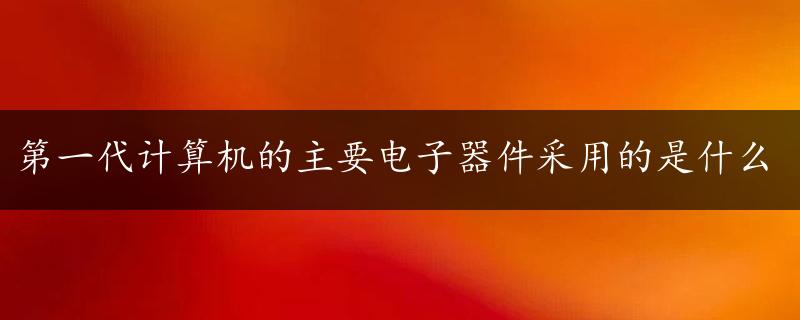 第一代计算机的主要电子器件采用的是什么