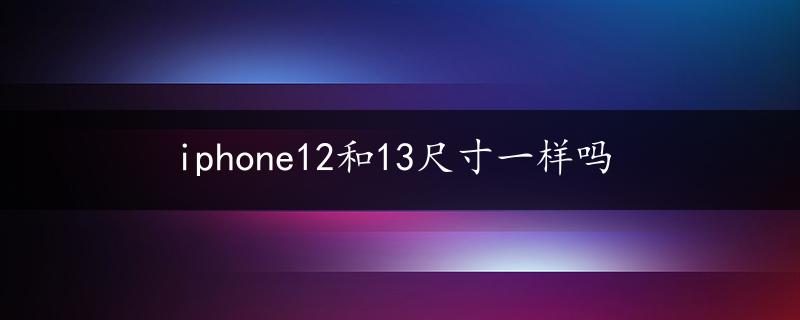 iphone12和13尺寸一样吗