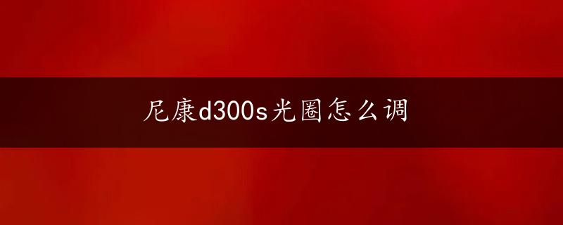 尼康d300s光圈怎么调