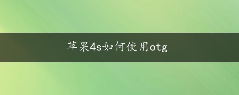 苹果4s如何使用otg