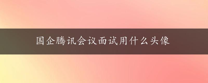 国企腾讯会议面试用什么头像