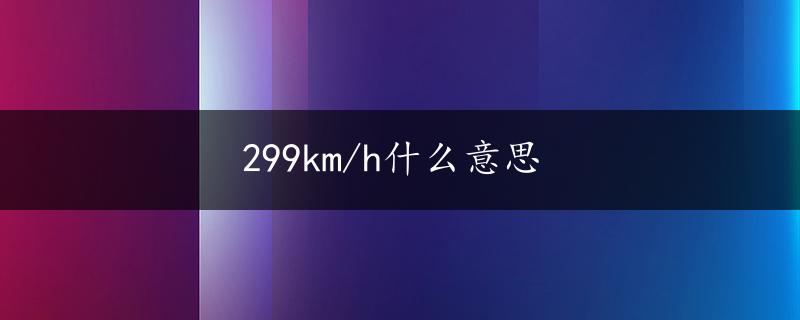 299km/h什么意思