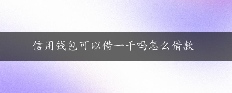 信用钱包可以借一千吗怎么借款