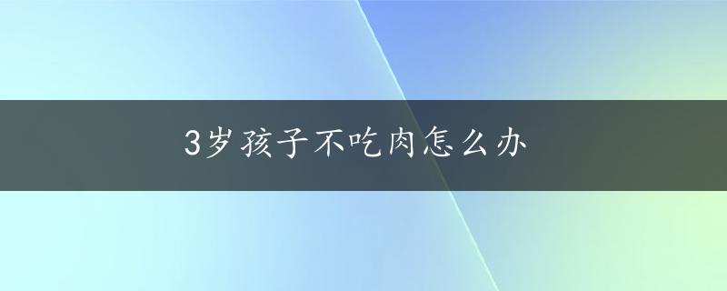 3岁孩子不吃肉怎么办