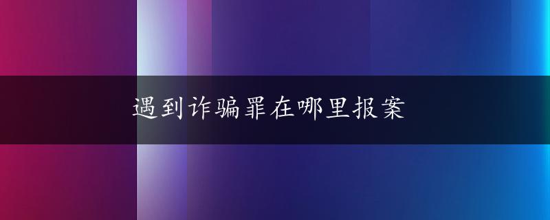 遇到诈骗罪在哪里报案