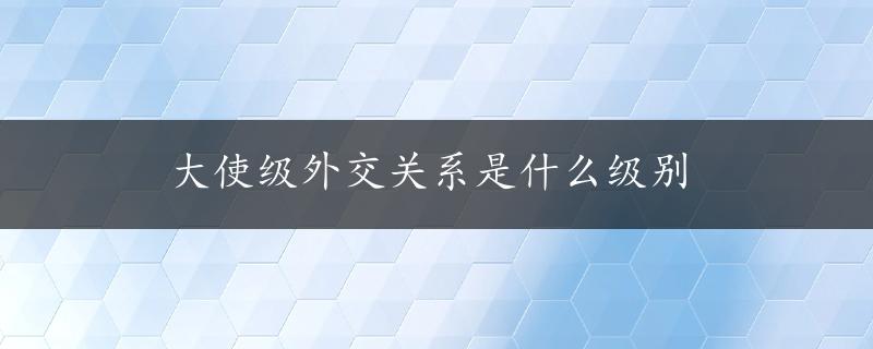 大使级外交关系是什么级别