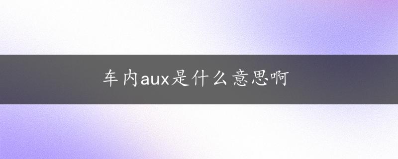 车内aux是什么意思啊