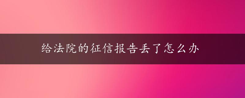 给法院的征信报告丢了怎么办