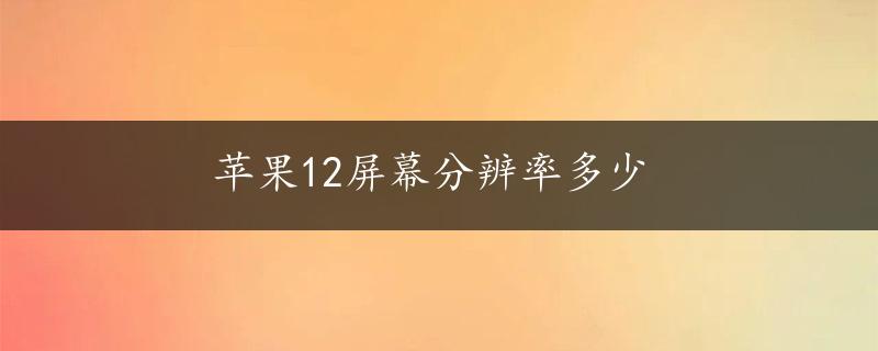 苹果12屏幕分辨率多少