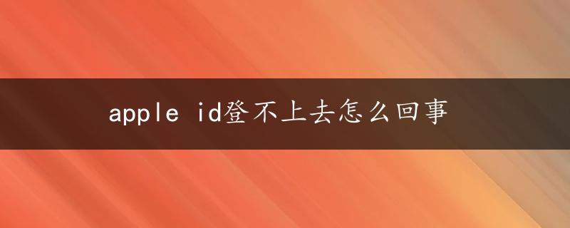 apple id登不上去怎么回事