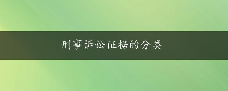 刑事诉讼证据的分类