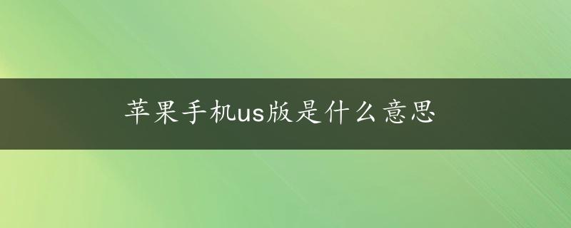 苹果手机us版是什么意思