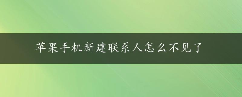 苹果手机新建联系人怎么不见了